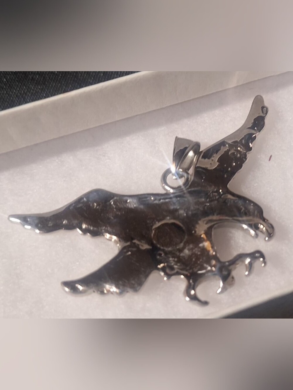Vintage Silver Tone Flying Eagle Pendant Charm - Picture 4 of 6